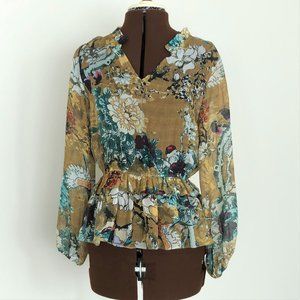 Floral Long Sleeve Silk Top